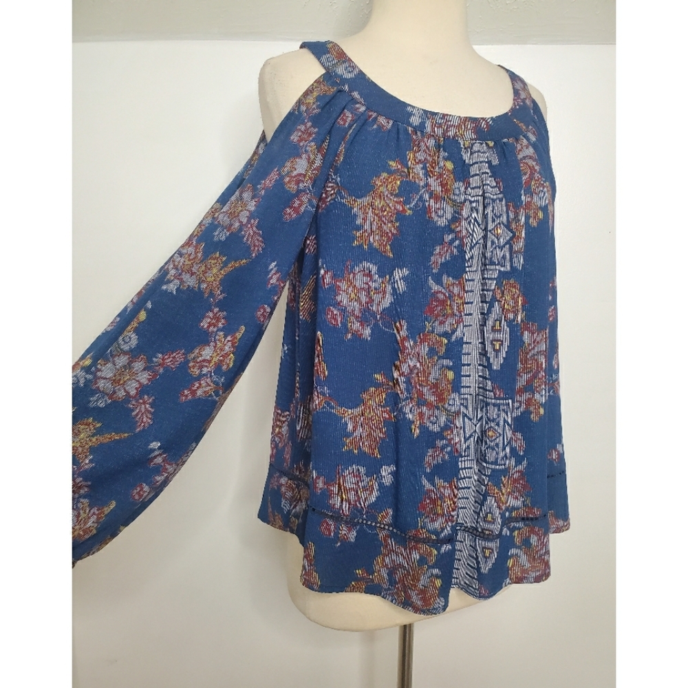 Knox Rose Boho Cold Shoulder Peasant Blouse - Picture 2 of 6